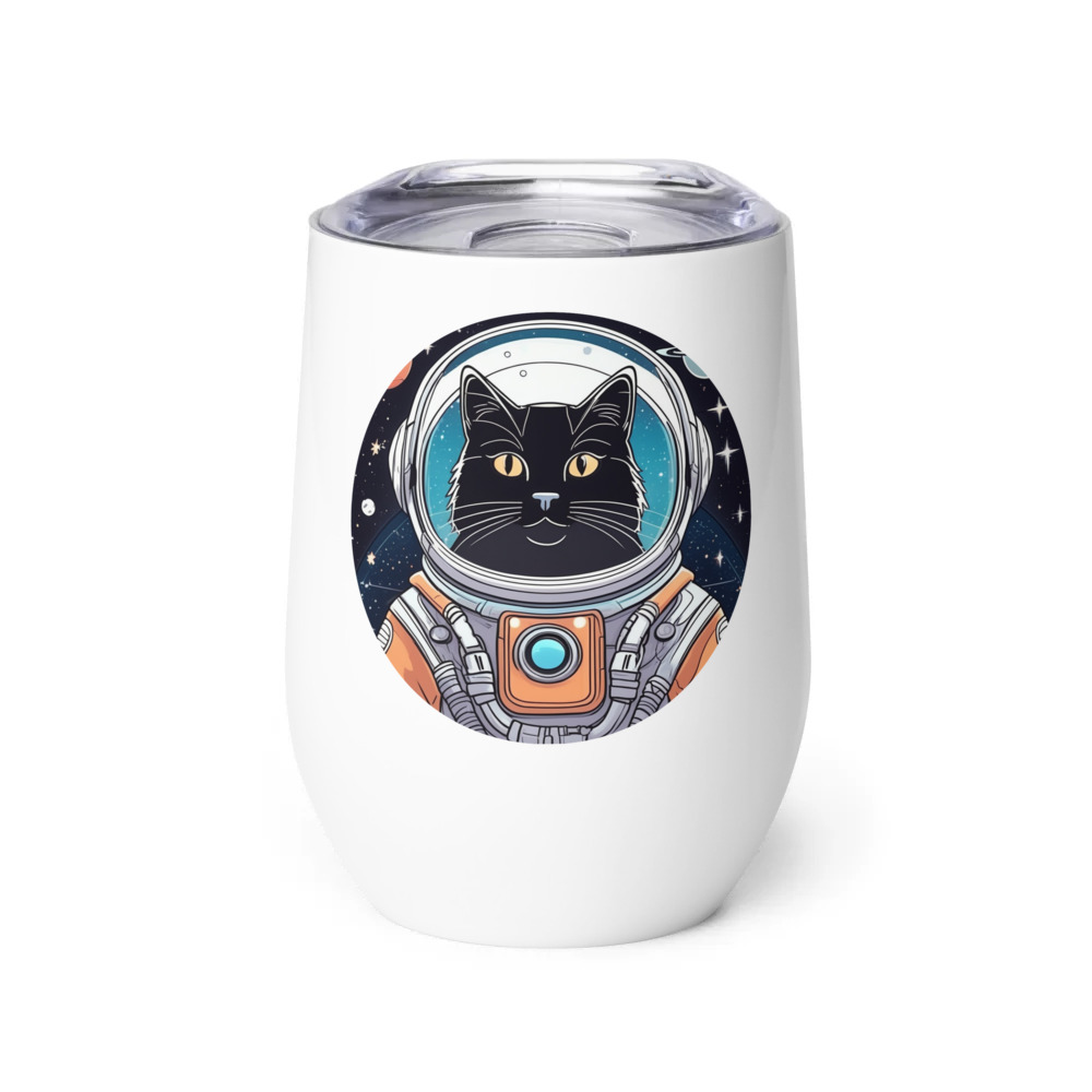 PugMug Custom Black Companion Cat Wine Tumbler
