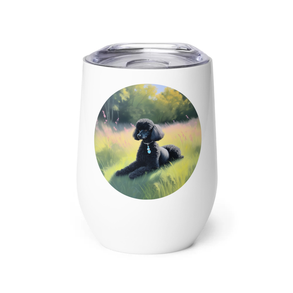 PugMug Custom Black Poodle Wine Tumbler