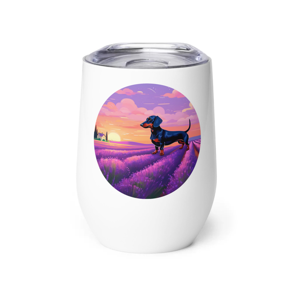 PugMug Custom Black Dachshund Wine Tumbler