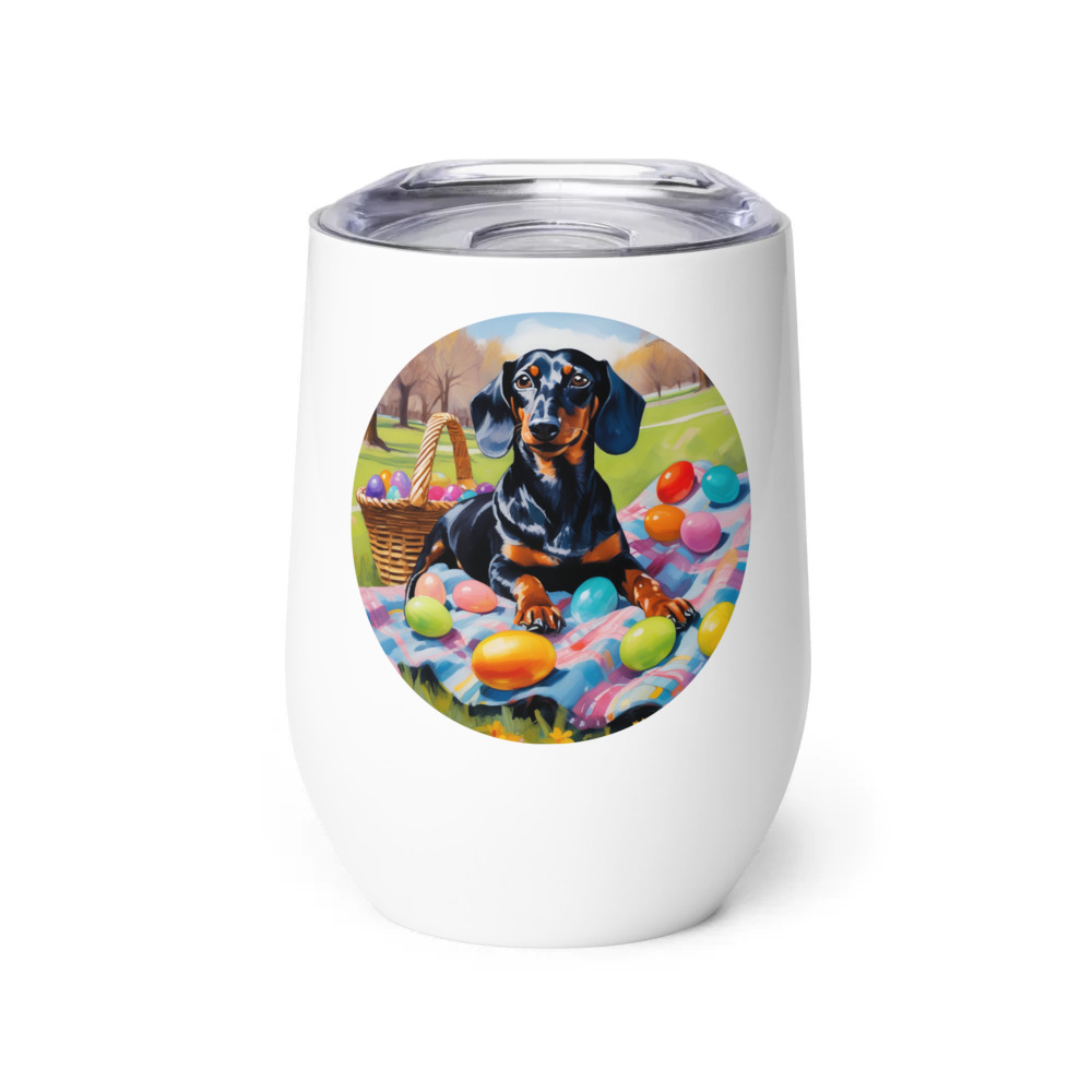 PugMug Custom Black Dachshund Wine Tumbler