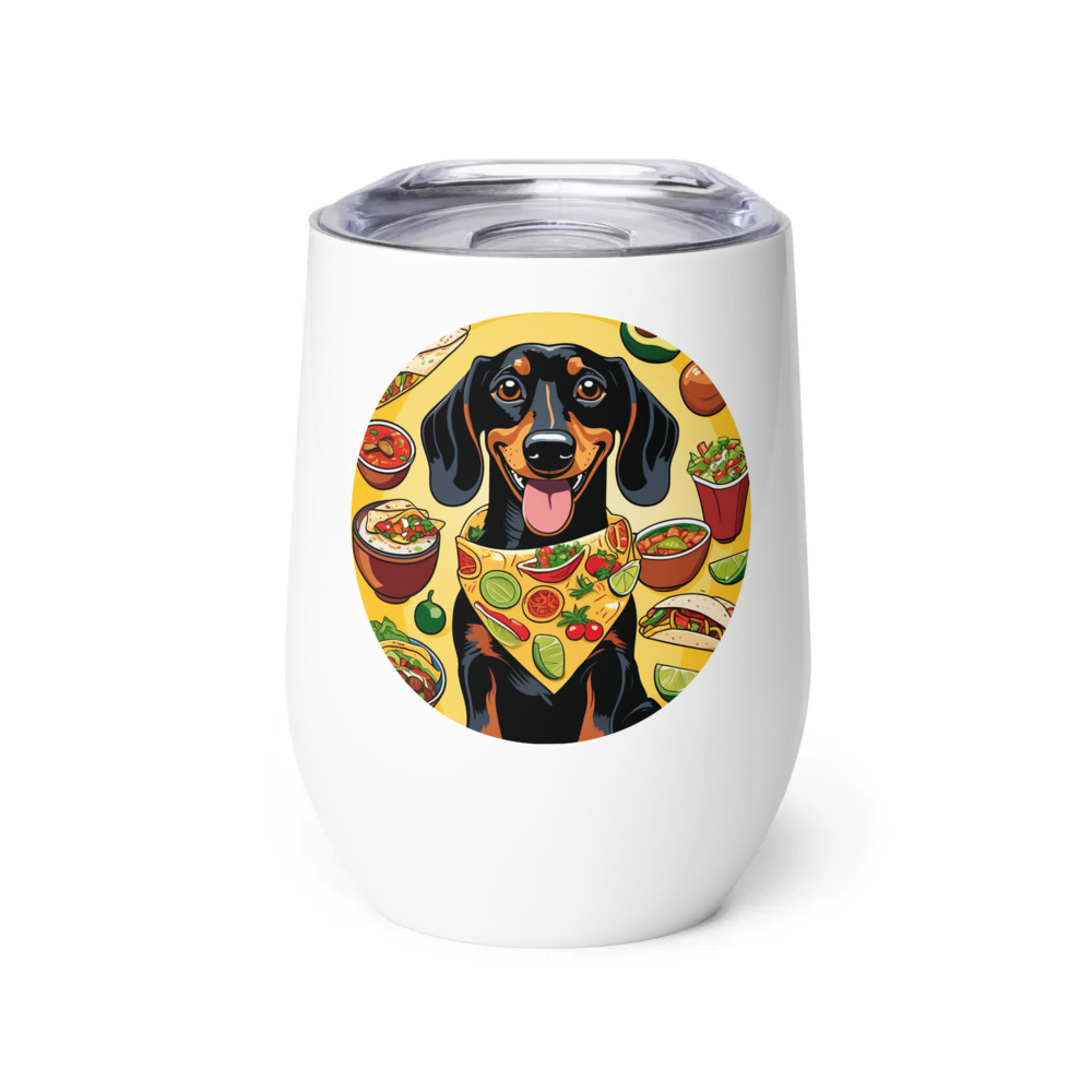 PugMug Custom Black Dachshund Wine Tumbler