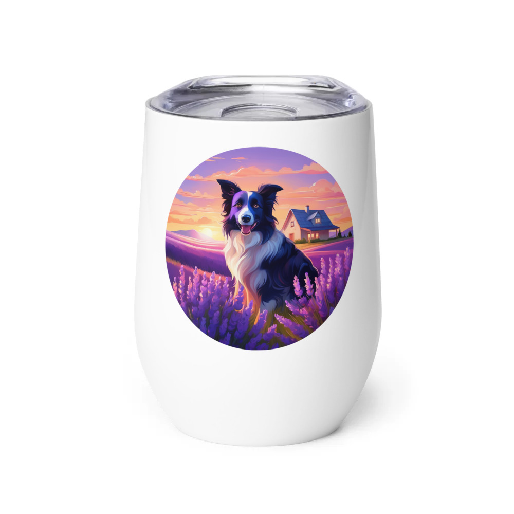 PugMug Custom Border Collie Wine Tumbler