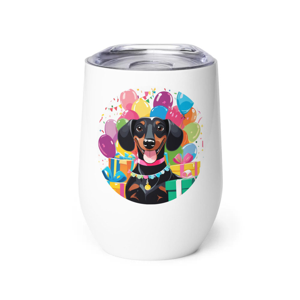 PugMug Custom Black Dachshund Wine Tumbler