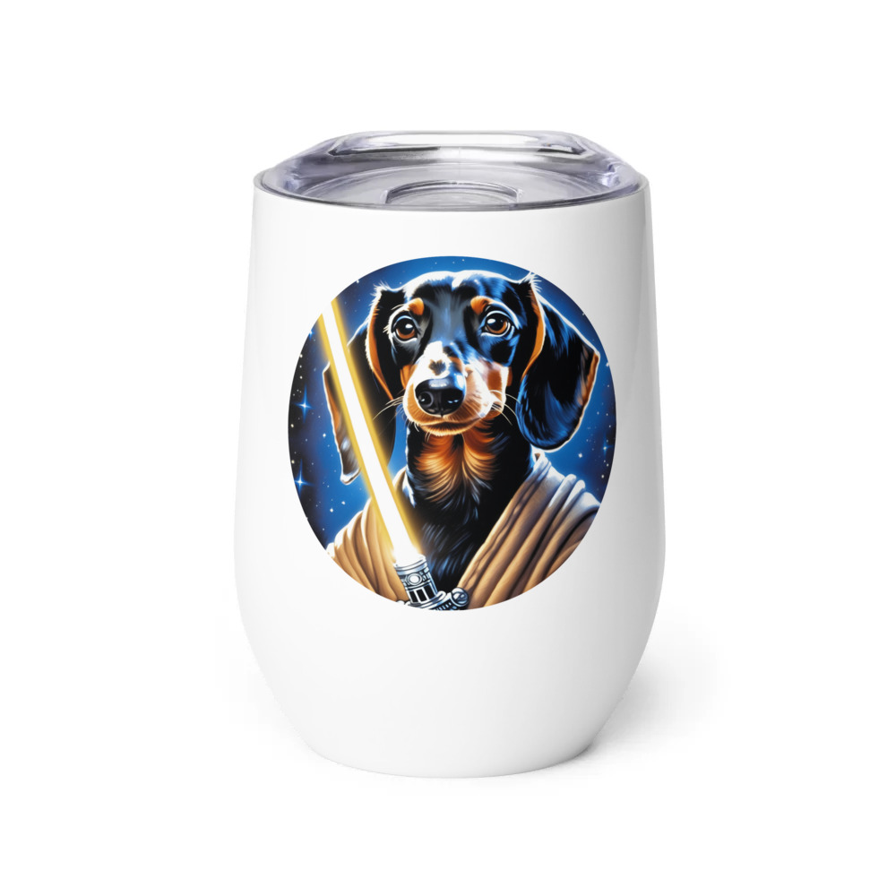 PugMug Custom Black Dachshund Wine Tumbler
