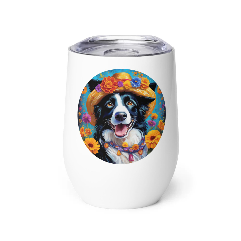 PugMug Custom Border Collie Wine Tumbler
