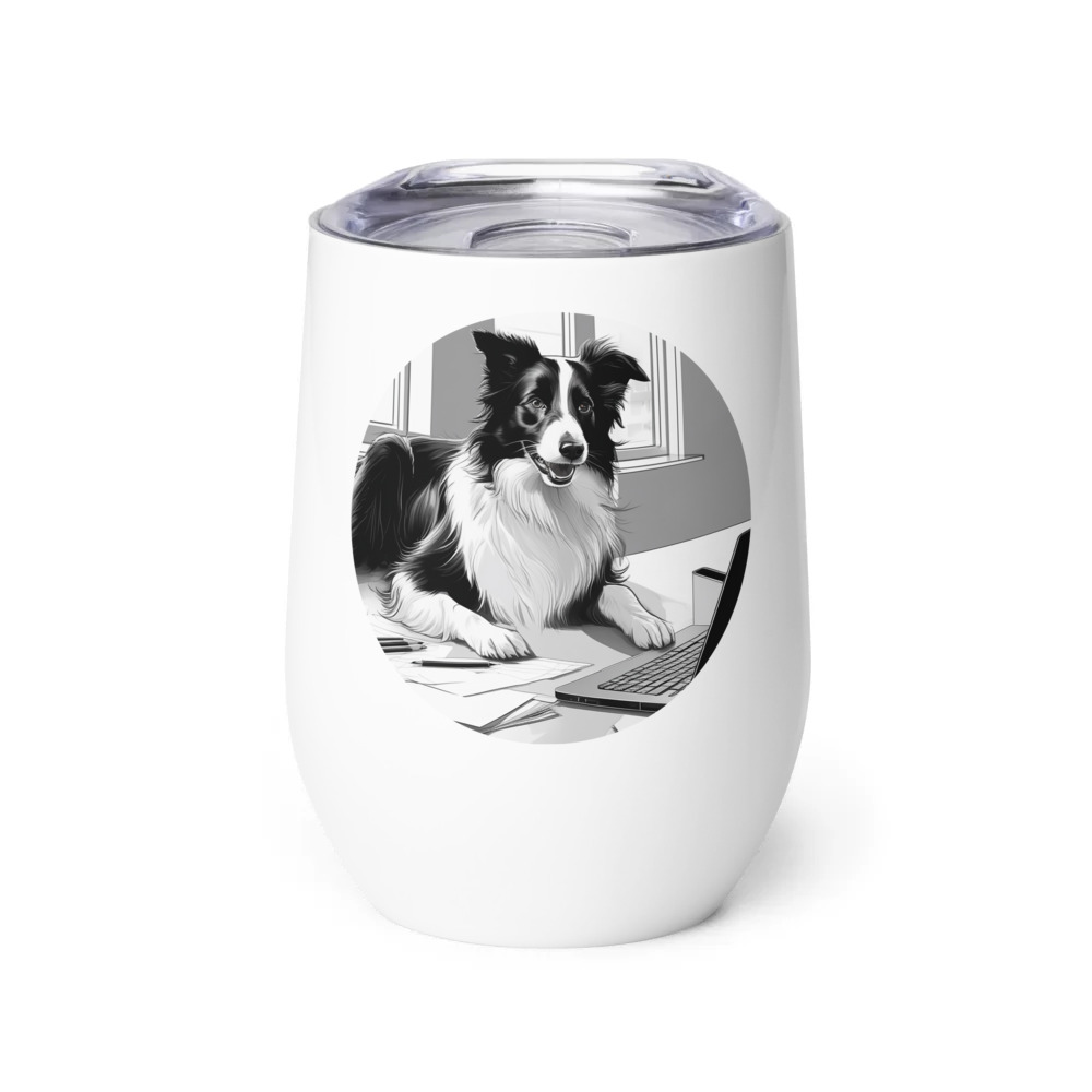 PugMug Custom Border Collie Wine Tumbler