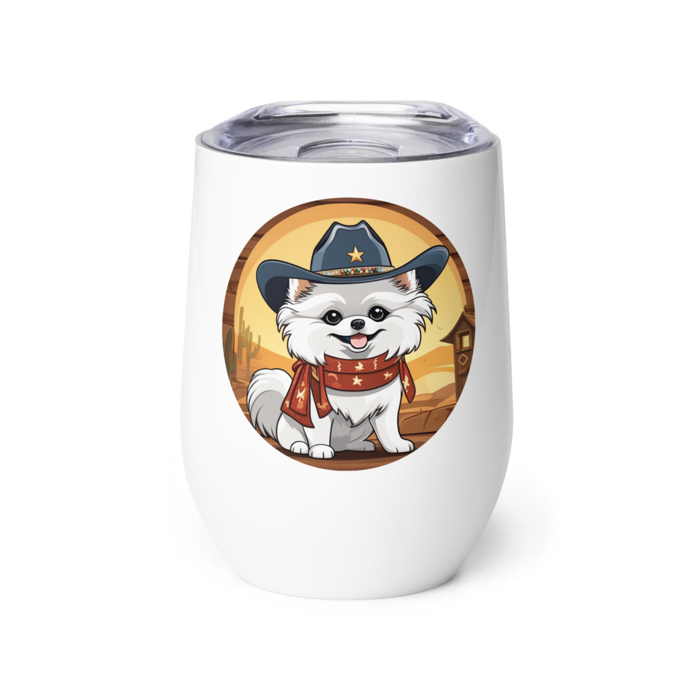 PugMug Custom White Pomeranian Wine Tumbler