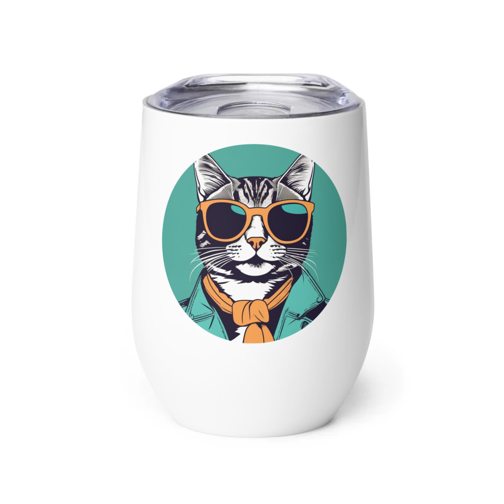 PugMug Custom Tabby Companion Cat Wine Tumbler