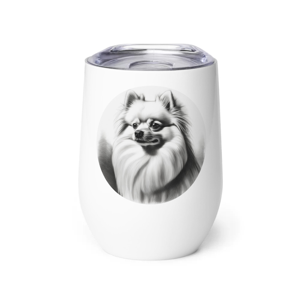 PugMug Custom White Pomeranian Wine Tumbler