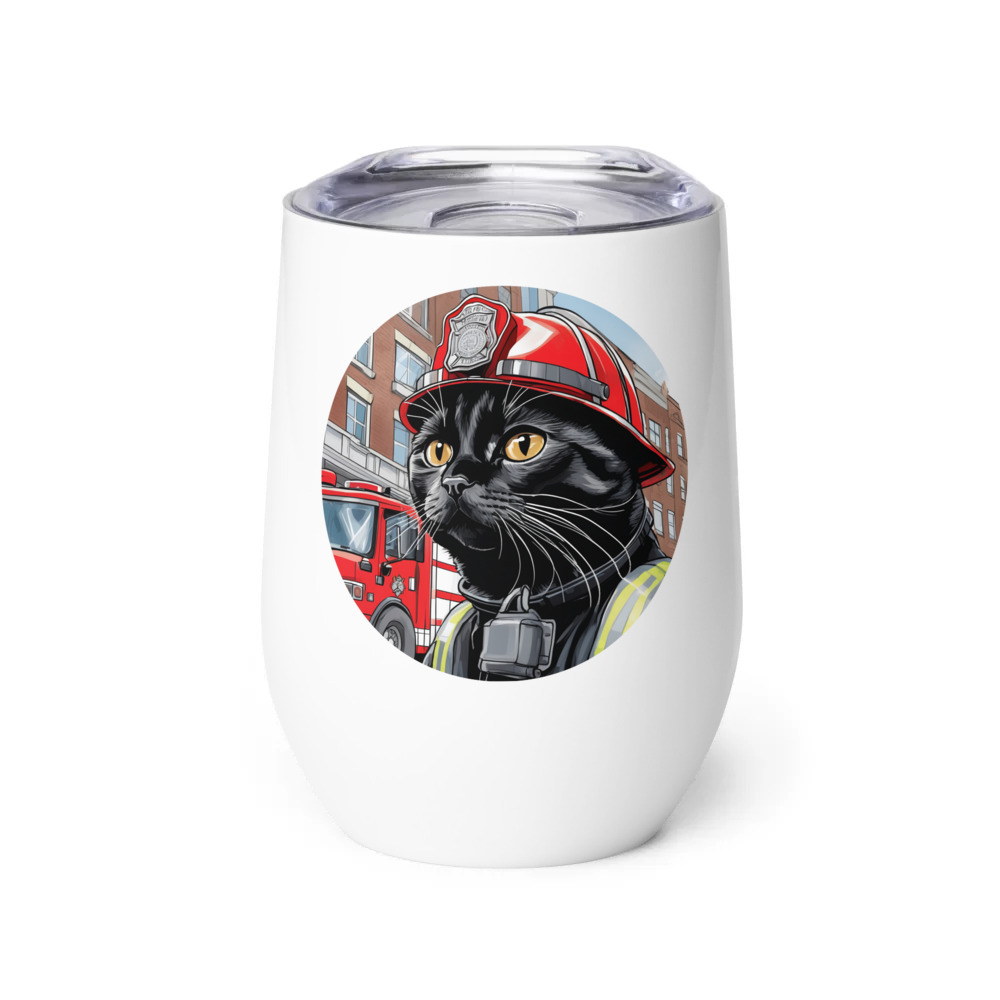 PugMug Custom Black Scottish Fold Cat Wine Tumbler
