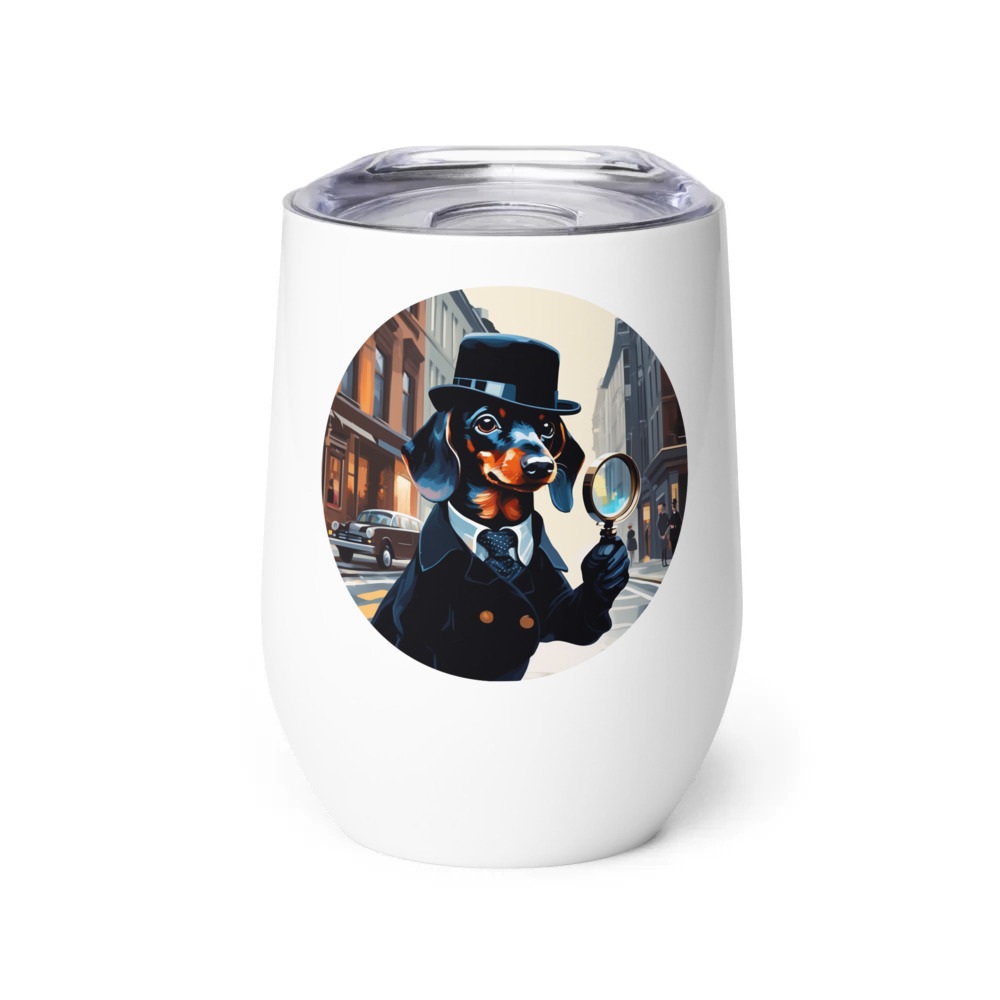 PugMug Custom Black Dachshund Wine Tumbler