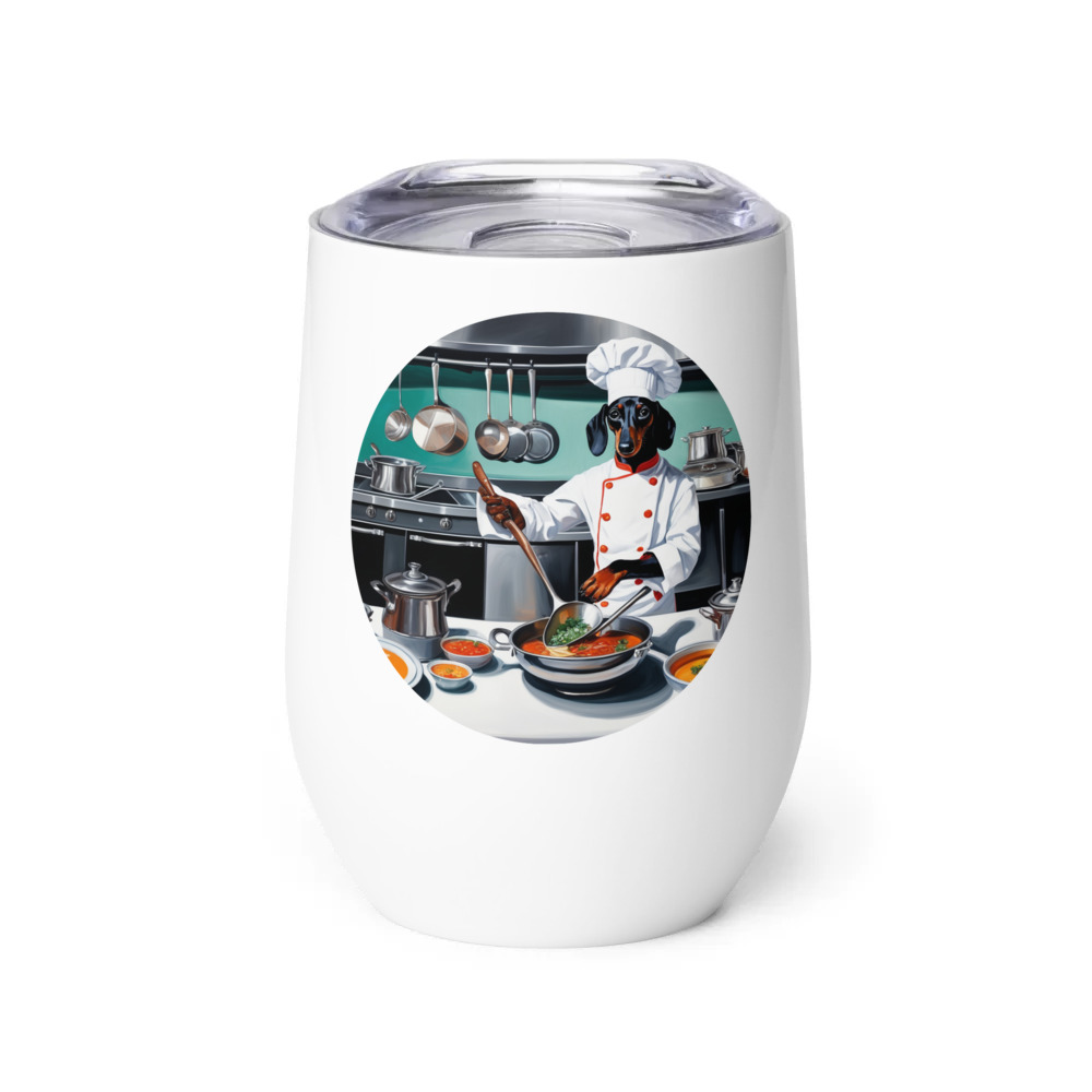 PugMug Custom Black Dachshund Wine Tumbler