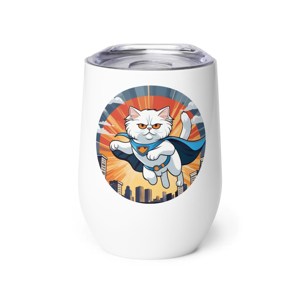 PugMug Custom White Persian Cat Wine Tumbler