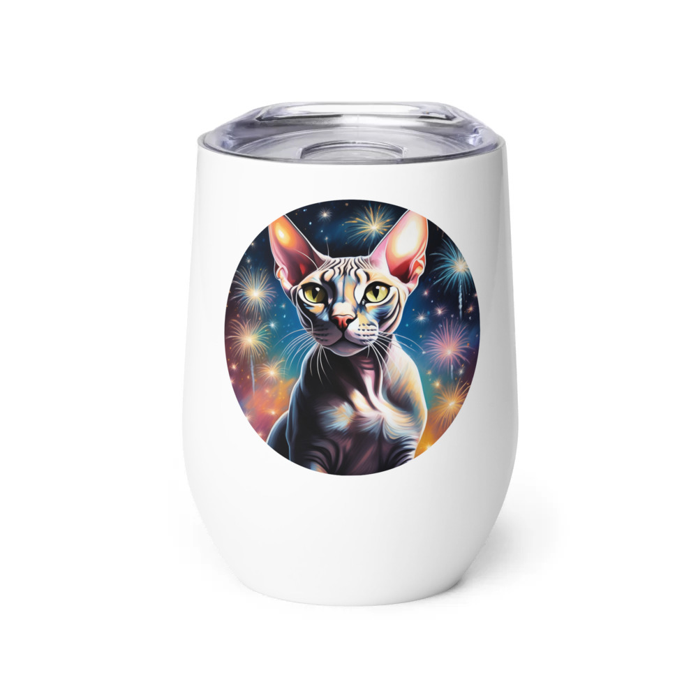 PugMug Custom Tabby Sphynx Cat Wine Tumbler