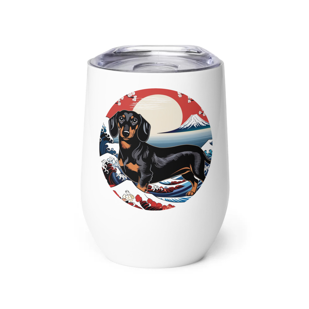 PugMug Custom Black Dachshund Wine Tumbler