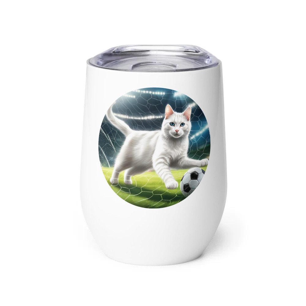 PugMug Custom White Companion Cat Wine Tumbler