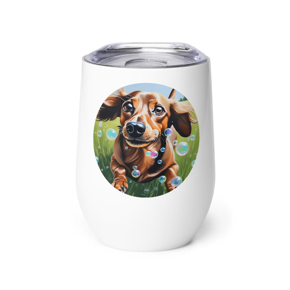 PugMug Custom Tan Dachshund Wine Tumbler