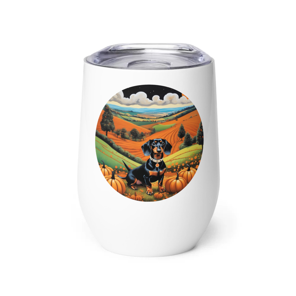 PugMug Custom Black Dachshund Wine Tumbler
