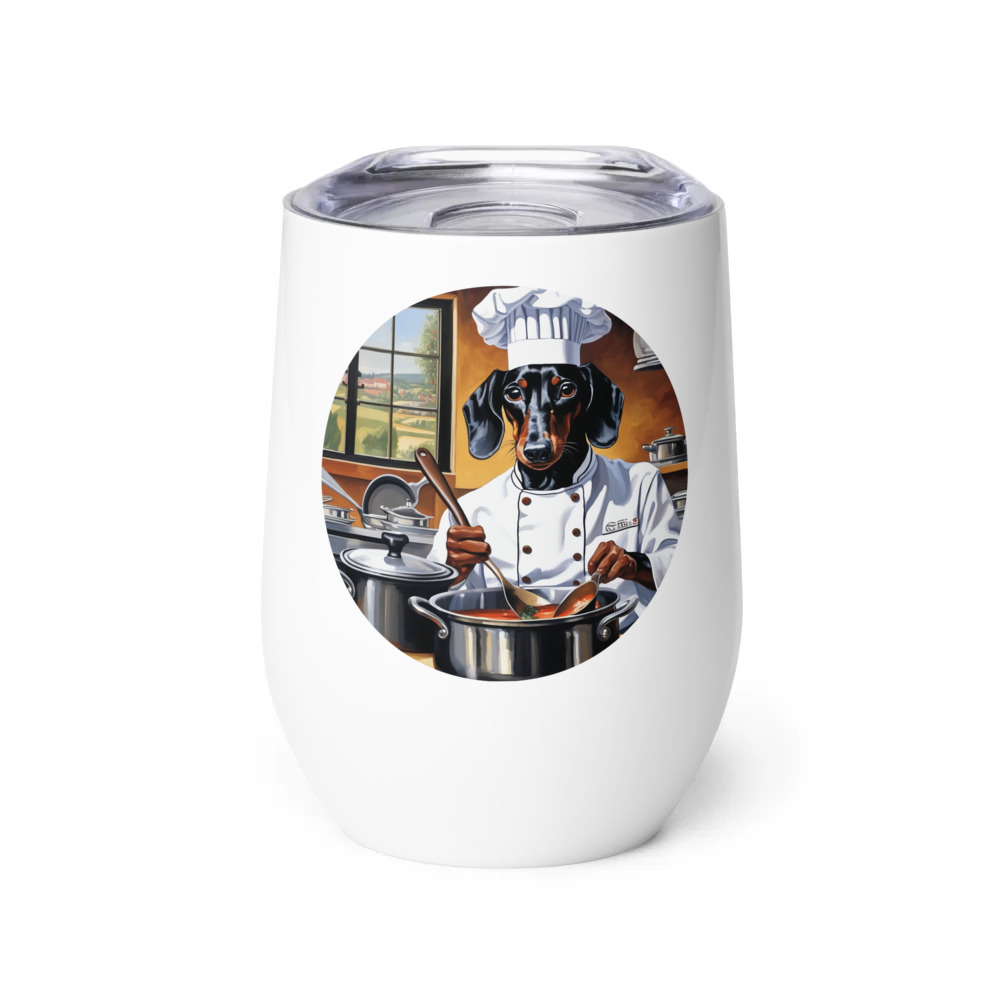 PugMug Custom Black Dachshund Wine Tumbler