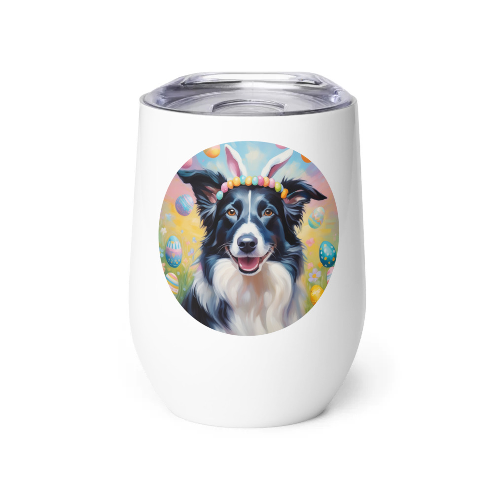 PugMug Custom Border Collie Wine Tumbler