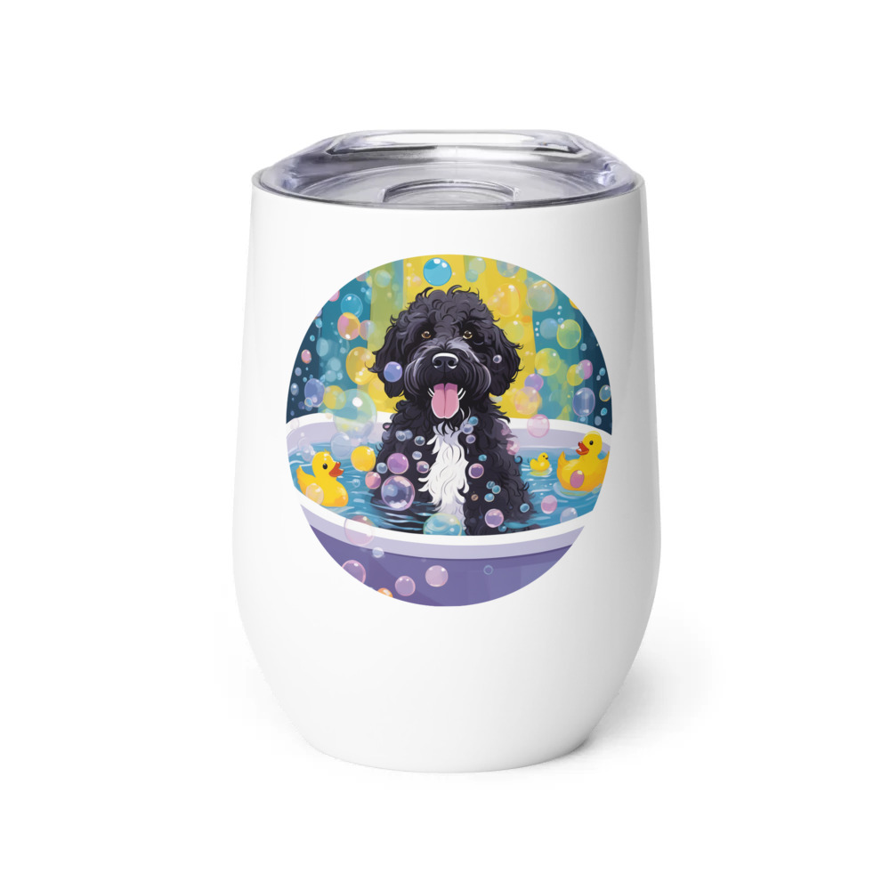 PugMug Custom Portuguese Water Dog Wine Tumbler