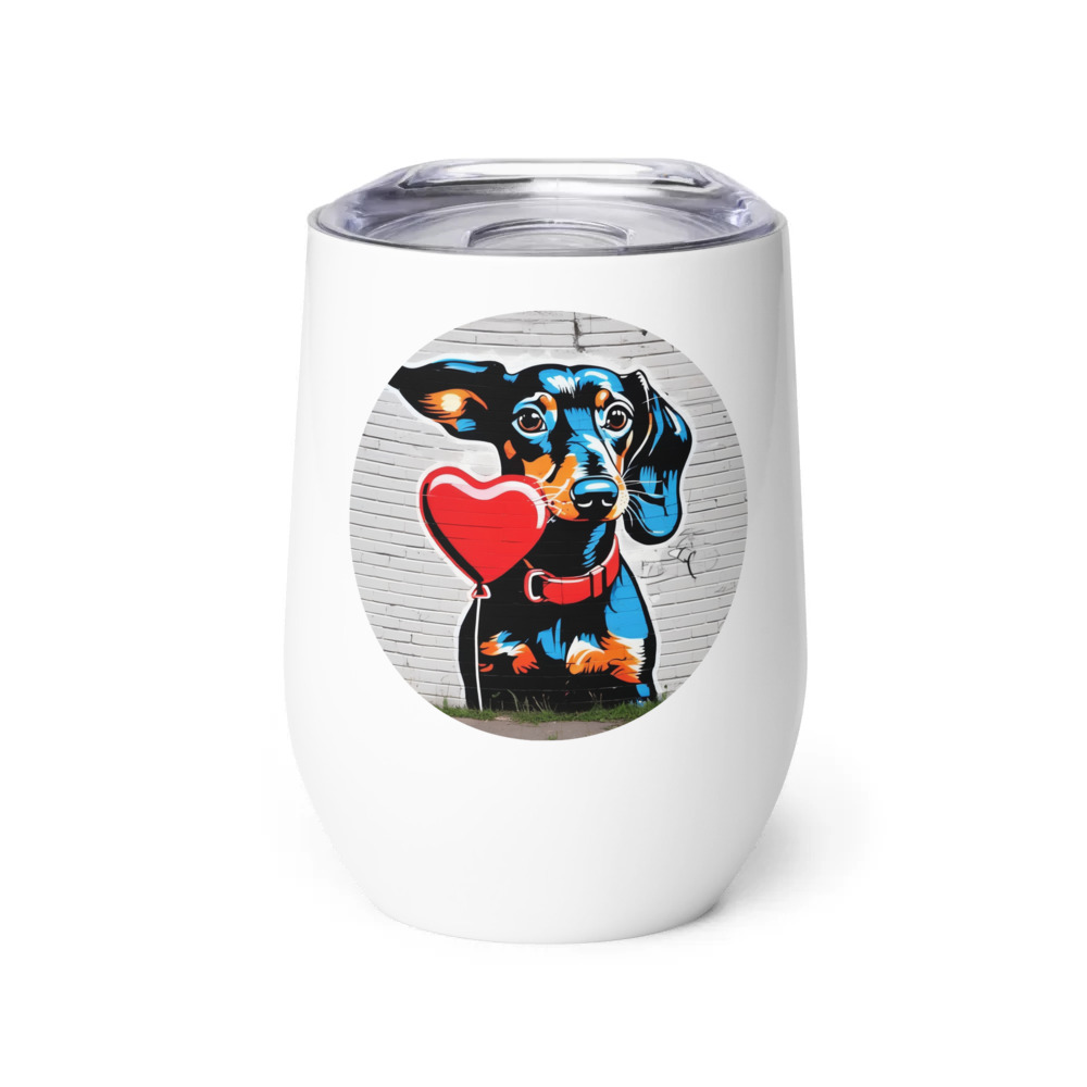 PugMug Custom Black Dachshund Wine Tumbler