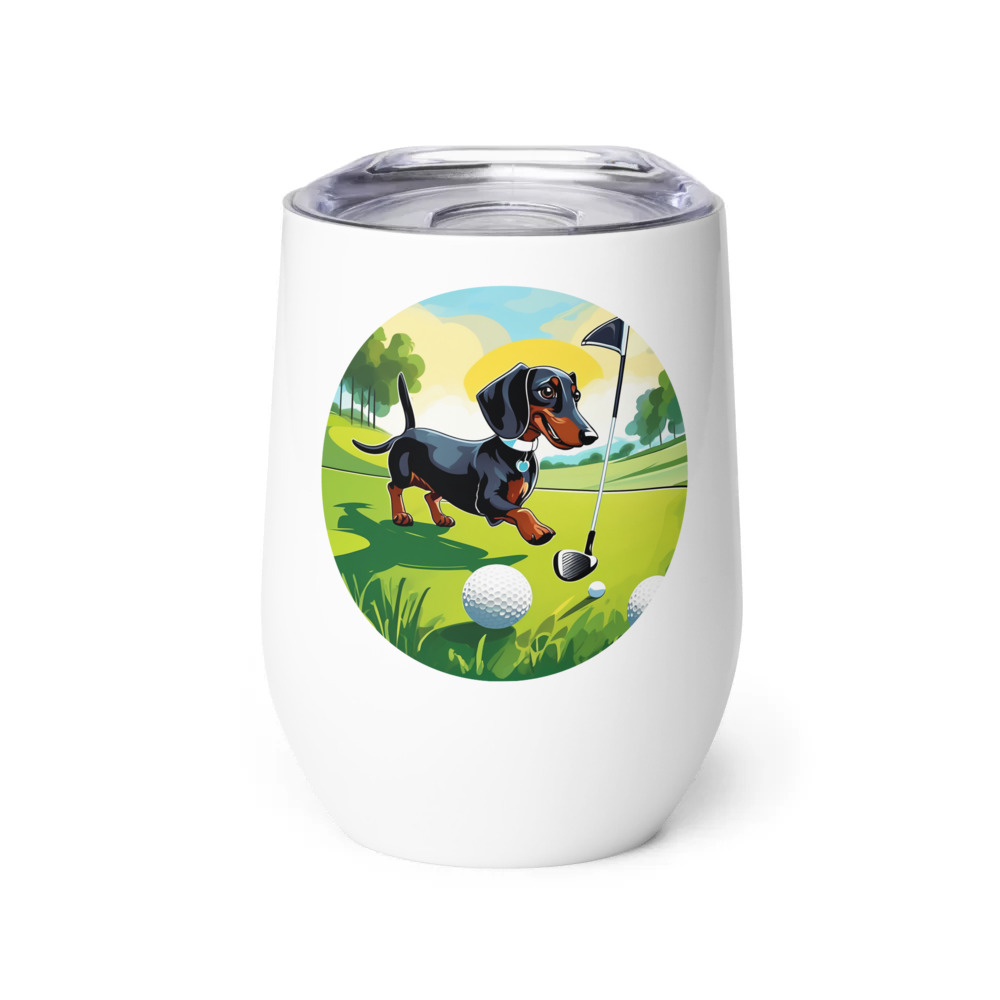 PugMug Custom Black Dachshund Wine Tumbler
