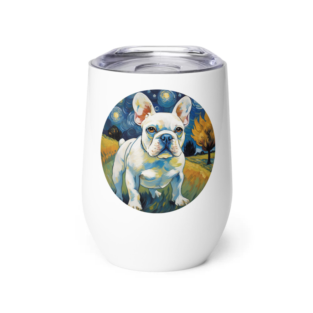 PugMug Custom White French Bulldog Wine Tumbler