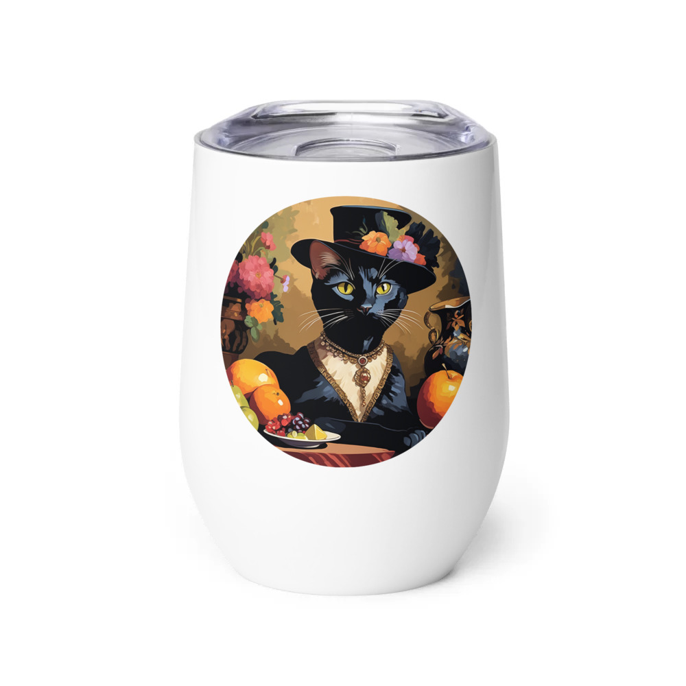 PugMug Custom Black Abyssinian Cat Wine Tumbler