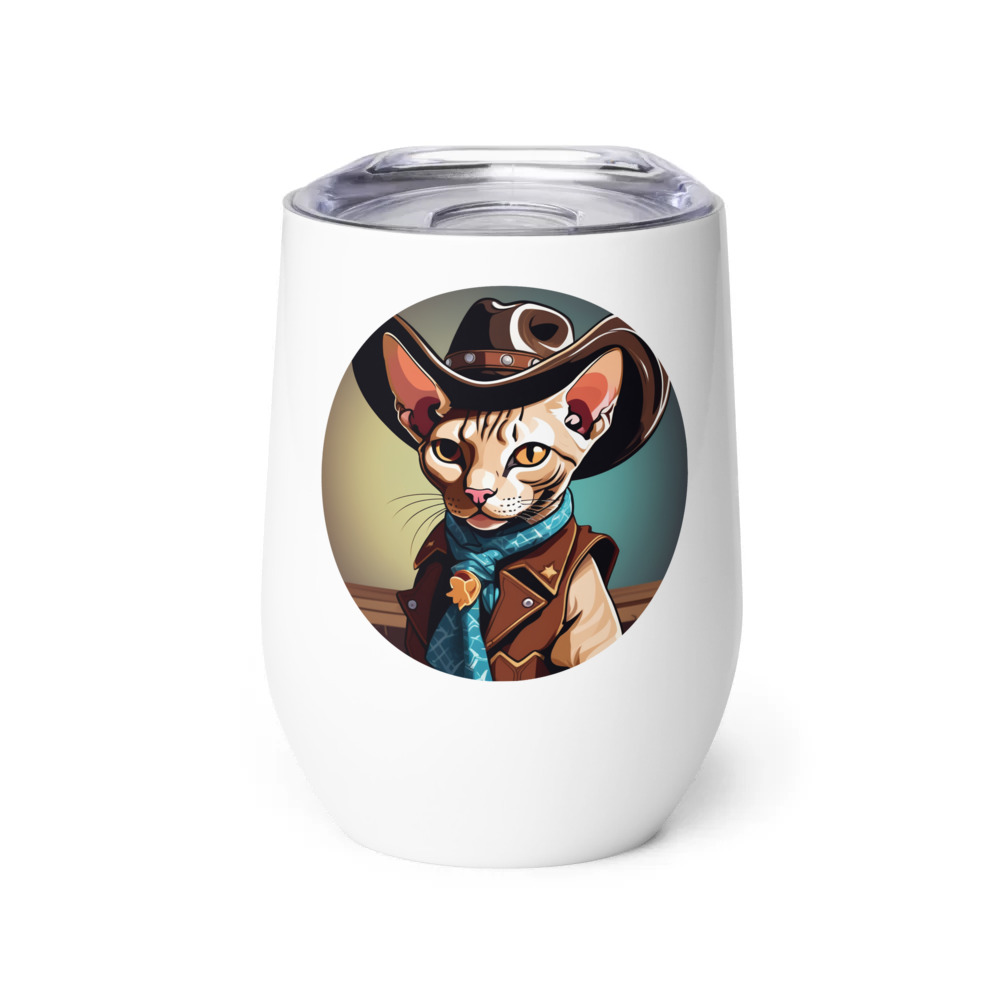 PugMug Custom Tabby Sphynx Cat Wine Tumbler