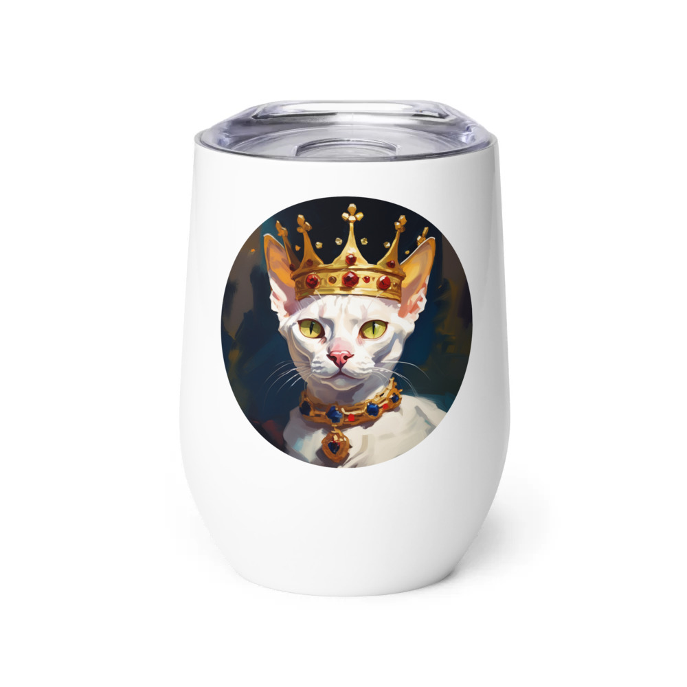 PugMug Custom White Devon Rex Cat Wine Tumbler