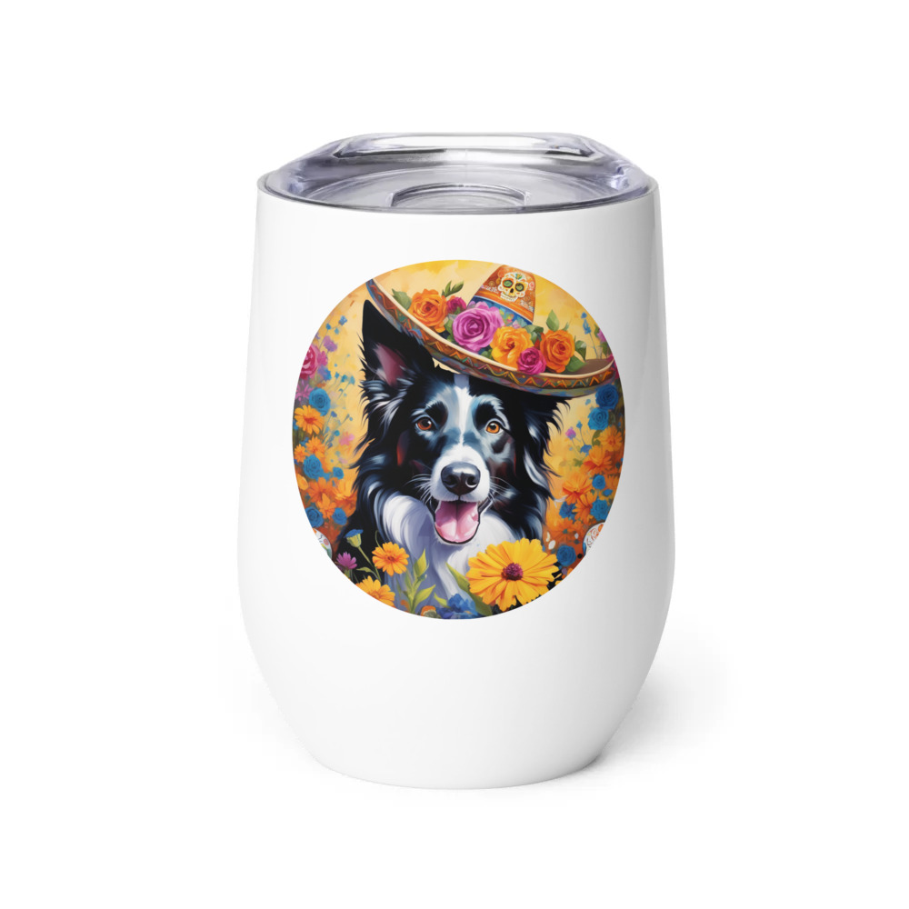 PugMug Custom Border Collie Wine Tumbler