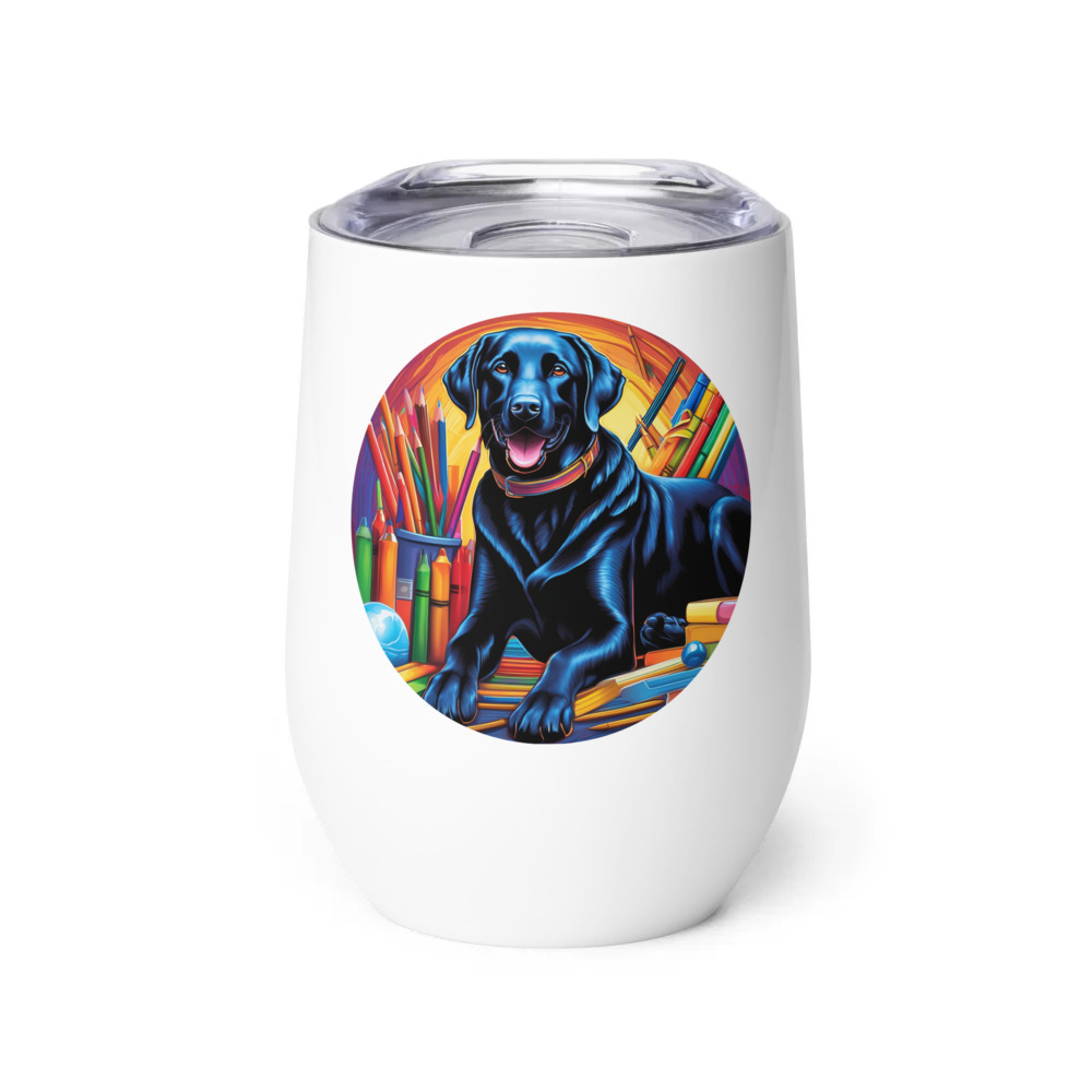 PugMug Custom Black Labrador Retriever Wine Tumbler