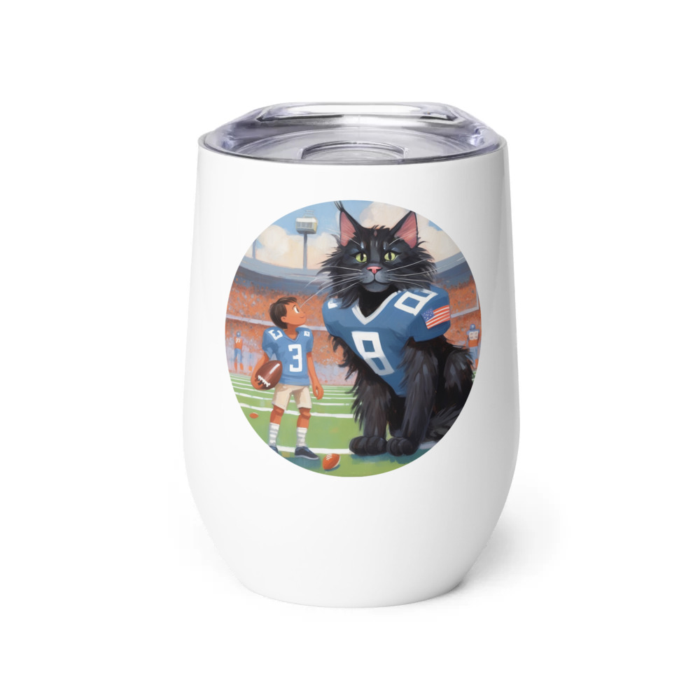 PugMug Custom Black Maine Coon Cat Wine Tumbler