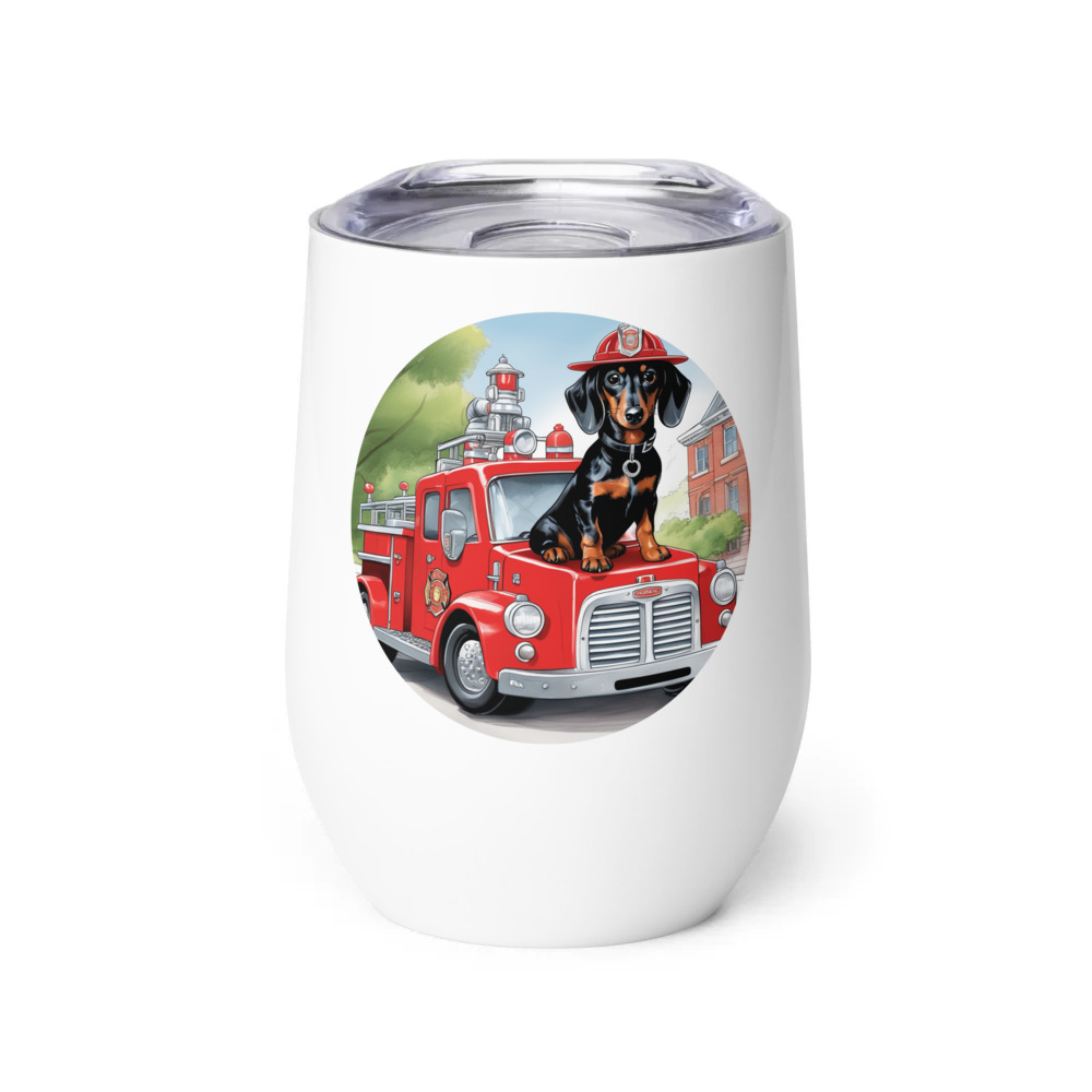 PugMug Custom Black Dachshund Wine Tumbler