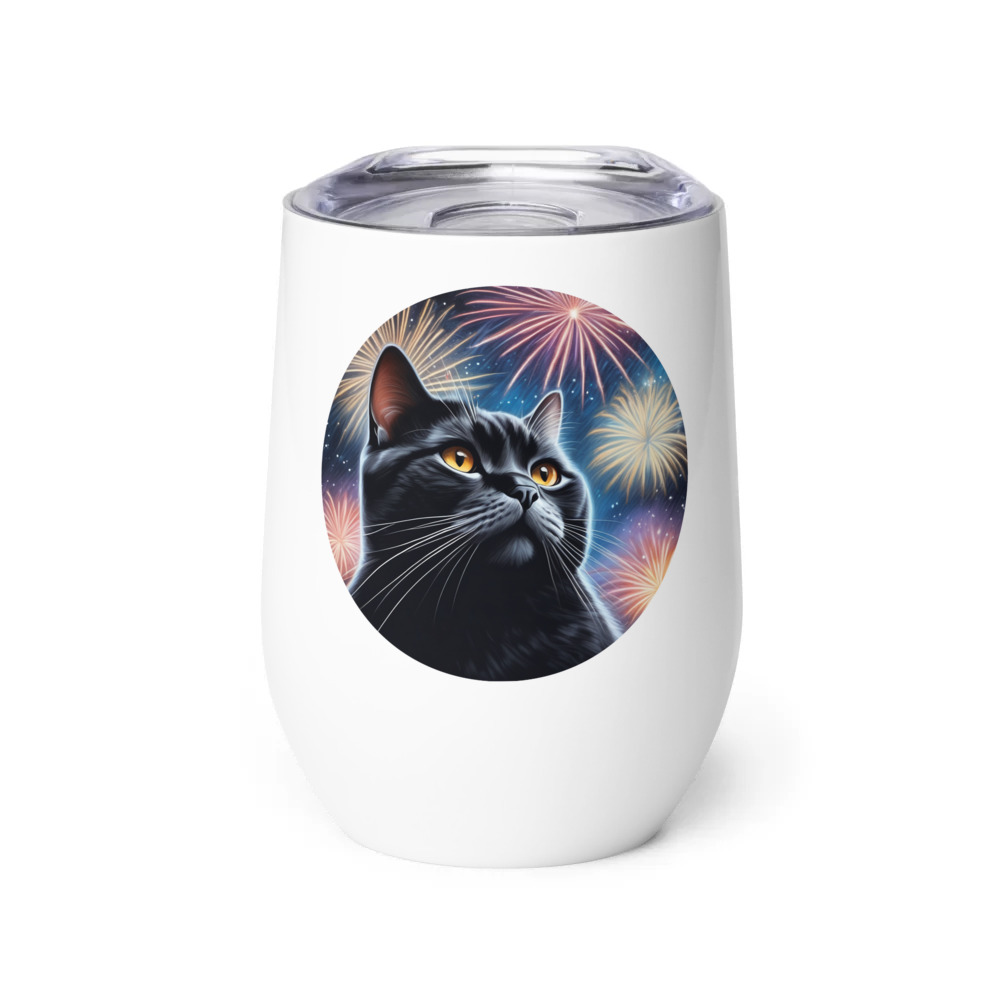 PugMug Custom Black British Shorthair Cat Wine Tumbler