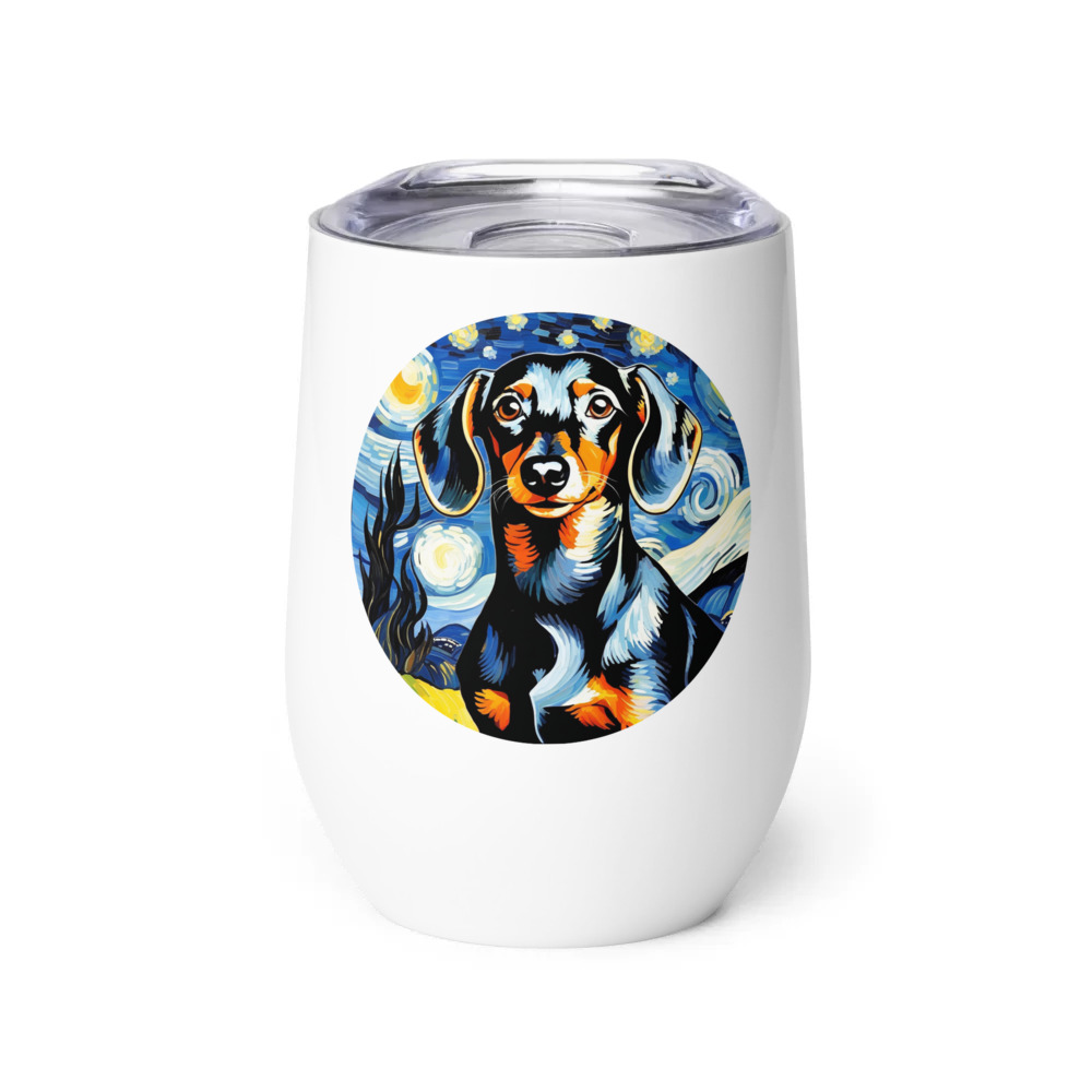 PugMug Custom Black Dachshund Wine Tumbler