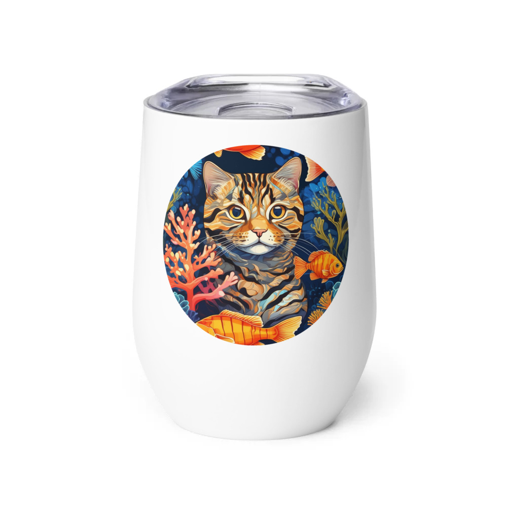 PugMug Custom Tabby Scottish Fold Cat Wine Tumbler