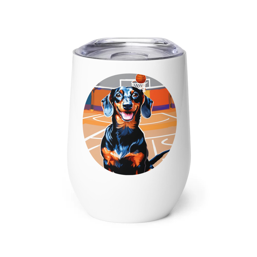 PugMug Custom Black Dachshund Wine Tumbler