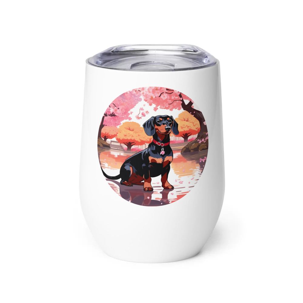 PugMug Custom Black Dachshund Wine Tumbler