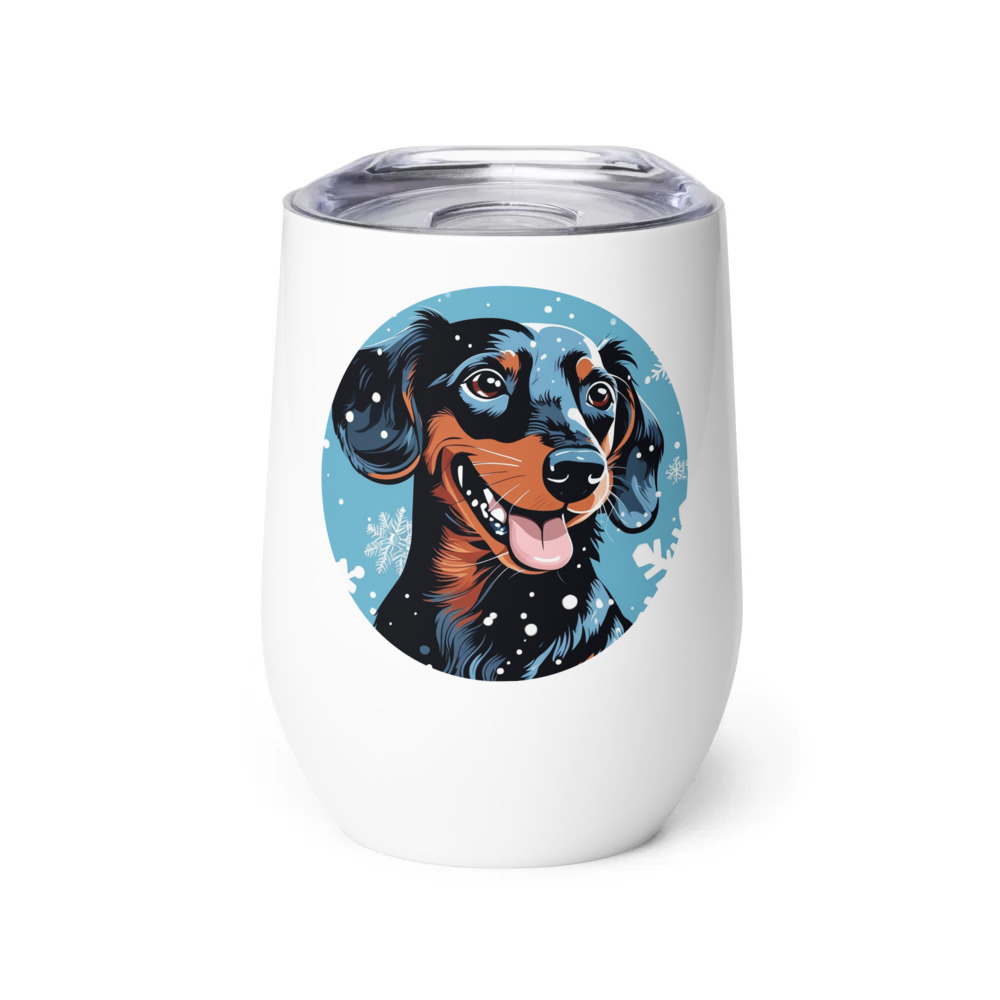 PugMug Custom Black Dachshund Wine Tumbler