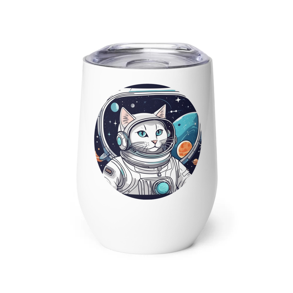 PugMug Custom White Companion Cat Wine Tumbler