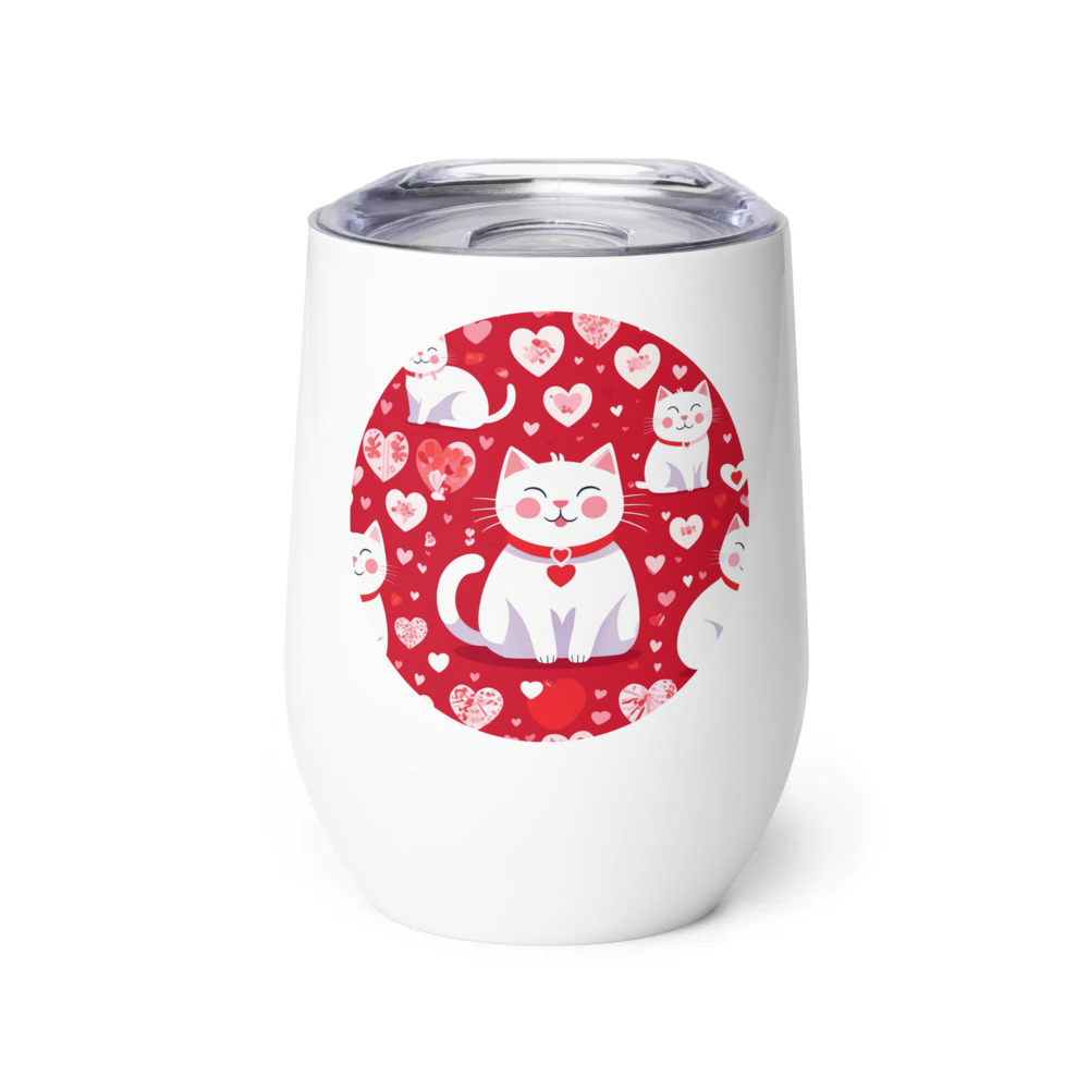 PugMug Custom White Companion Cat Wine Tumbler