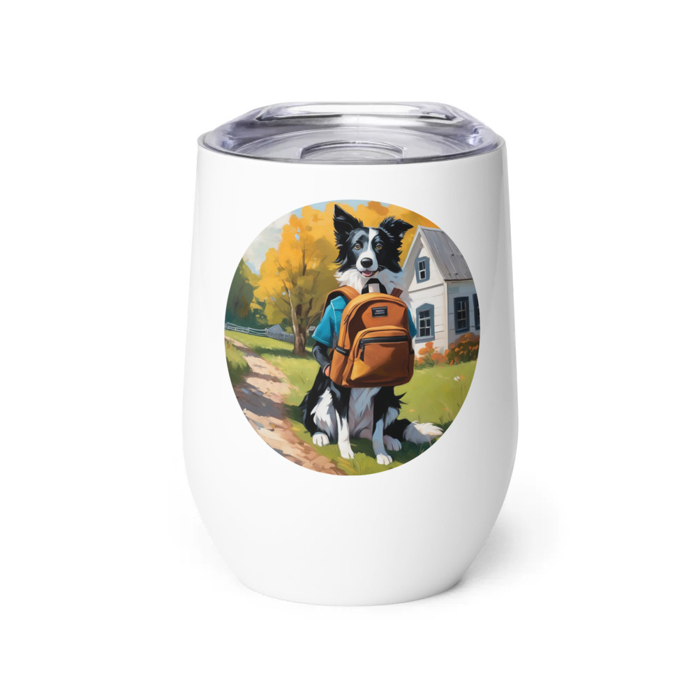 PugMug Custom Border Collie Wine Tumbler