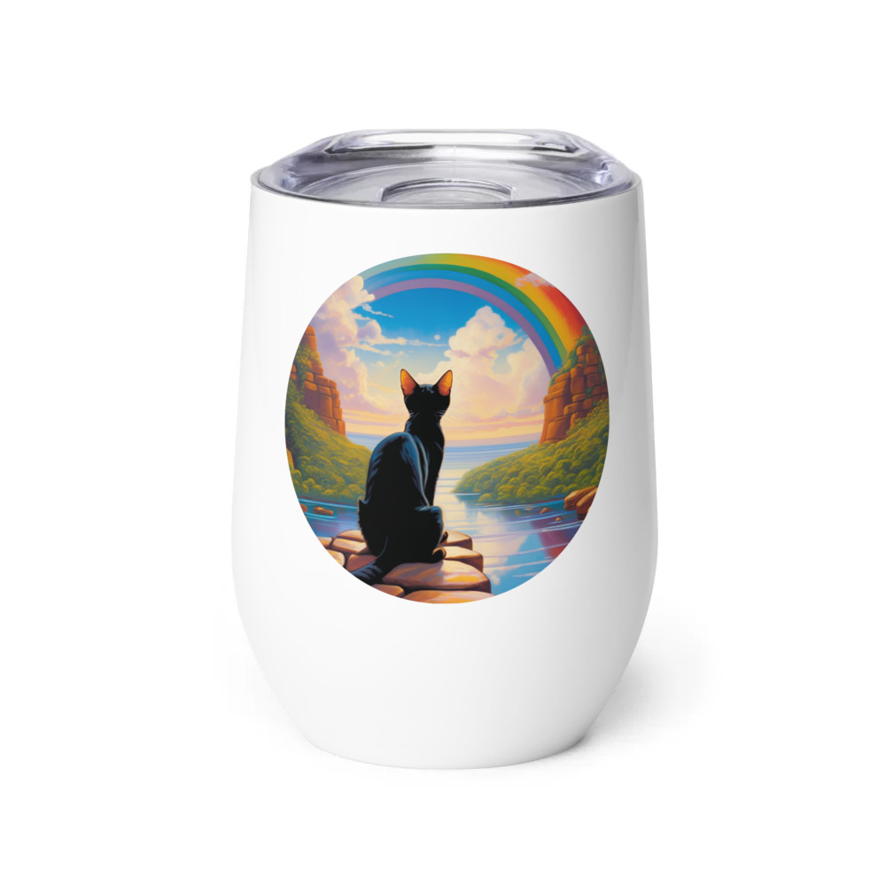 PugMug Custom Black Abyssinian Cat Wine Tumbler