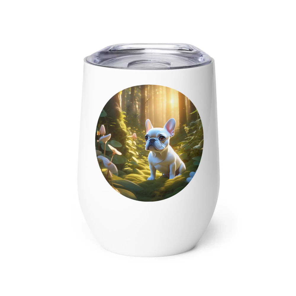 PugMug Custom White French Bulldog Wine Tumbler