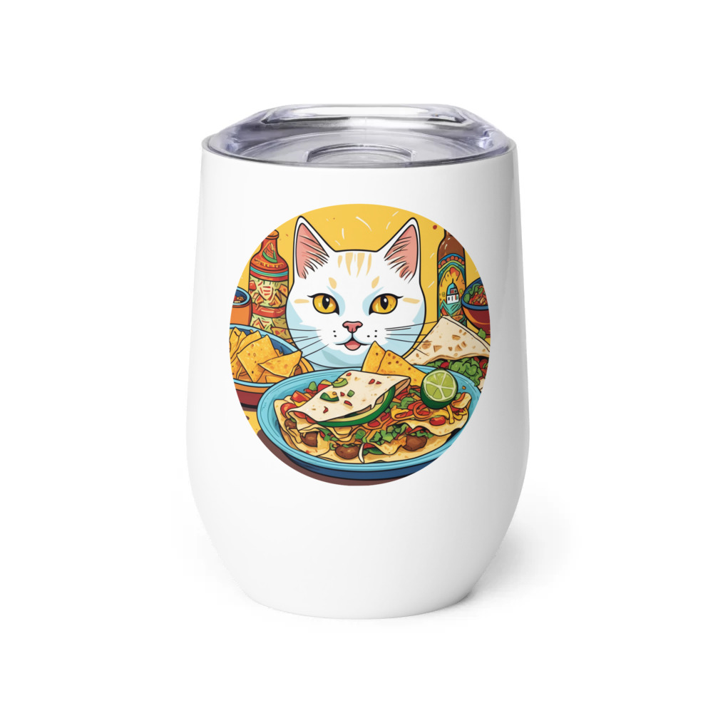 PugMug Custom White Companion Cat Wine Tumbler