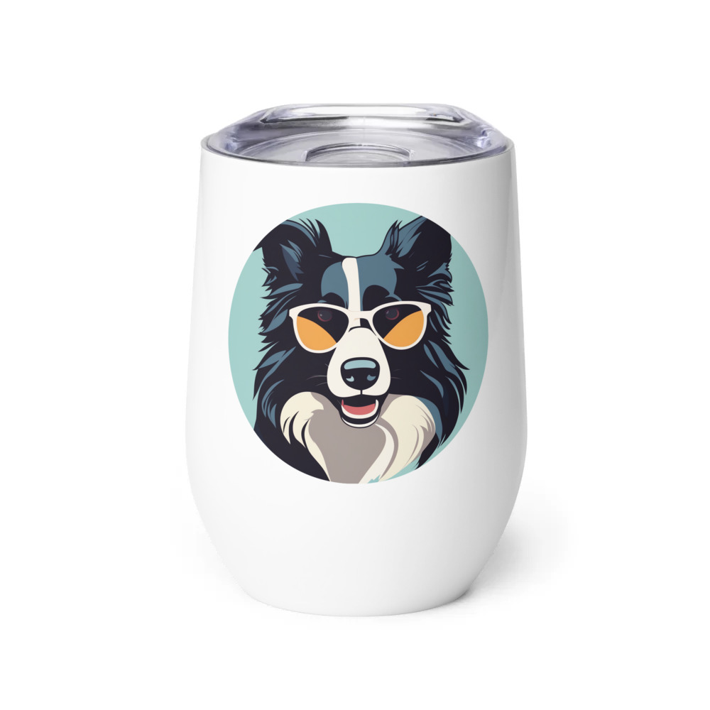 PugMug Custom Border Collie Wine Tumbler