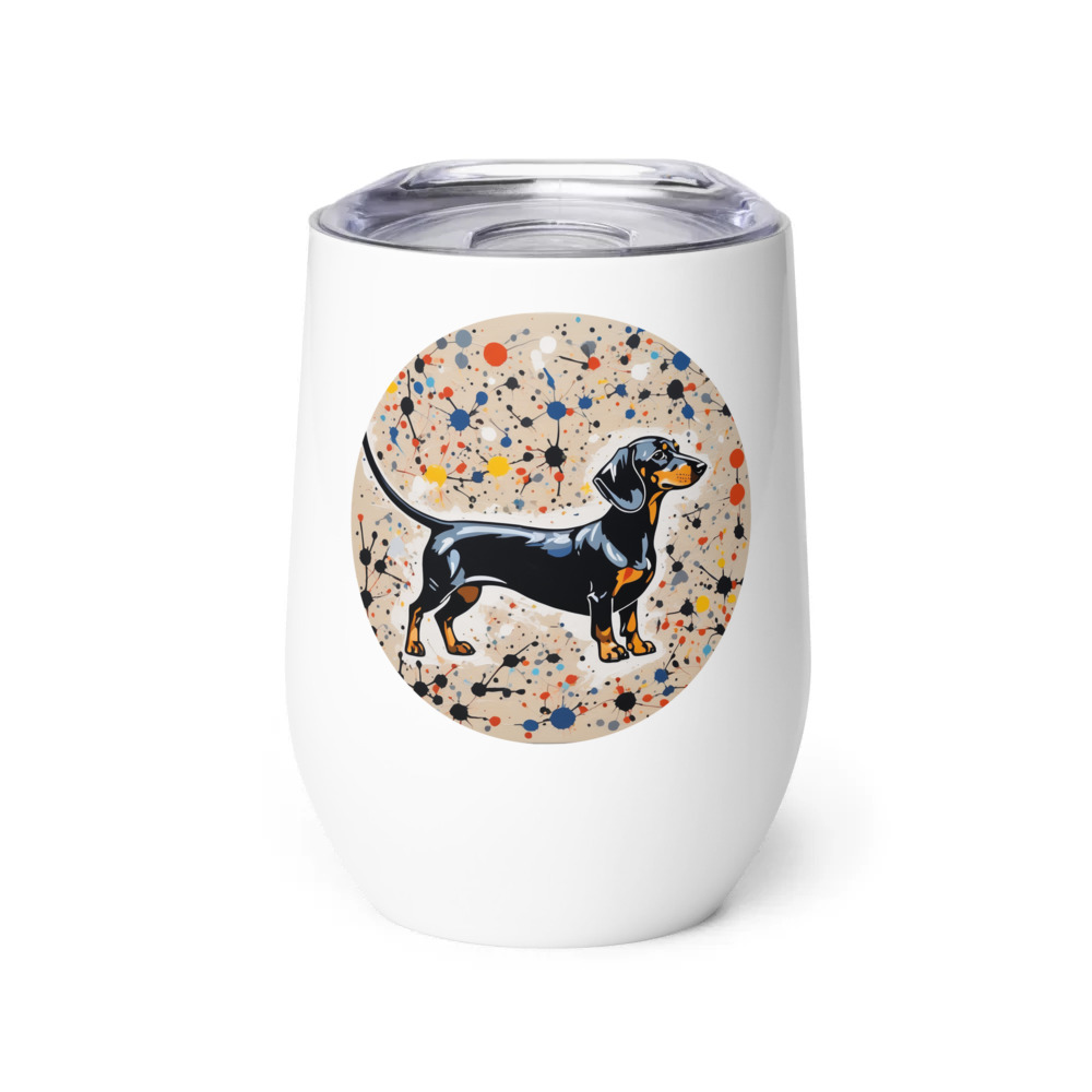 PugMug Custom Black Dachshund Wine Tumbler