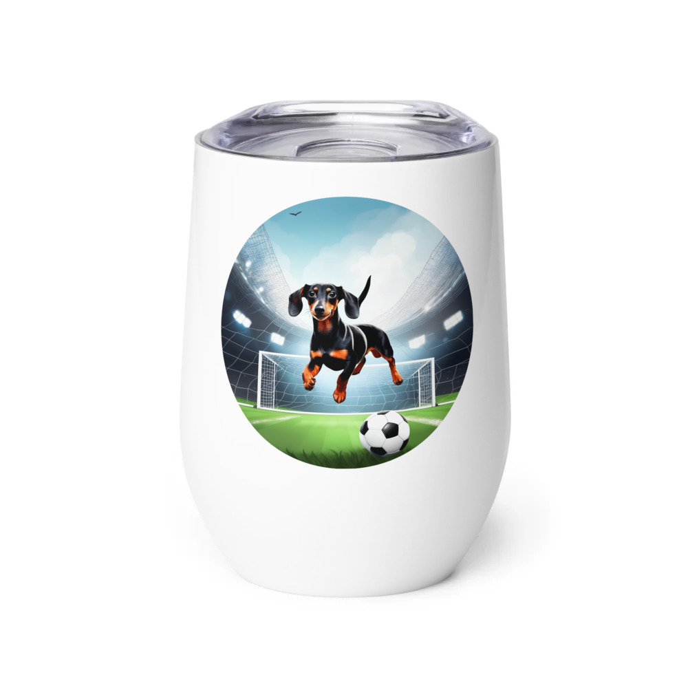 PugMug Custom Black Dachshund Wine Tumbler